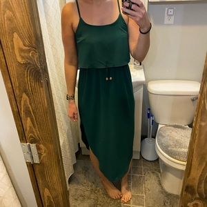 Green midi dress with side slits